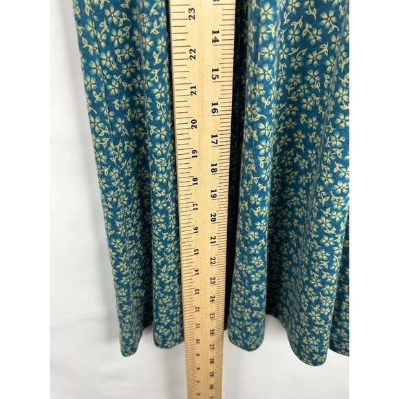 VTG LL Bean Girls Small Long Sleeve Midi Dress Green Floral Side Pockets - Picture 9 of 16